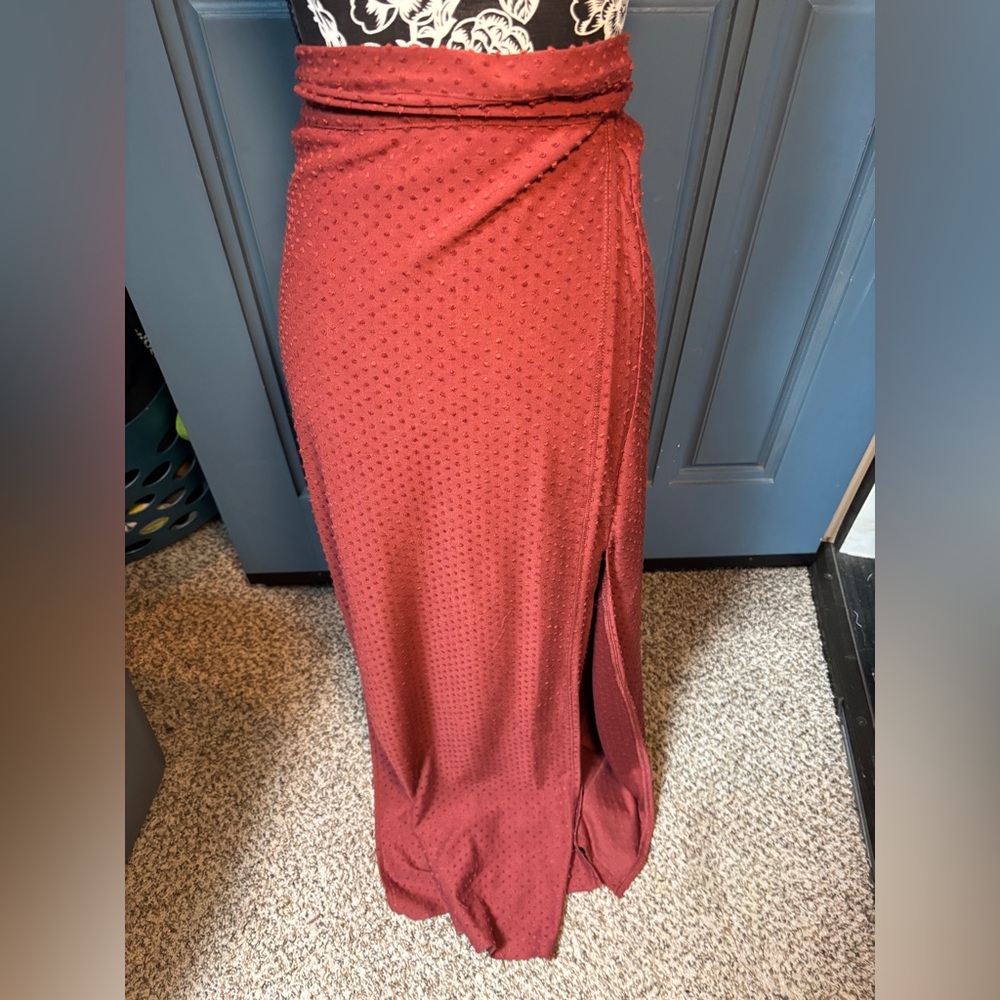 EARTHBOUND Wrap Rust Maxi Skirt with Side Slit